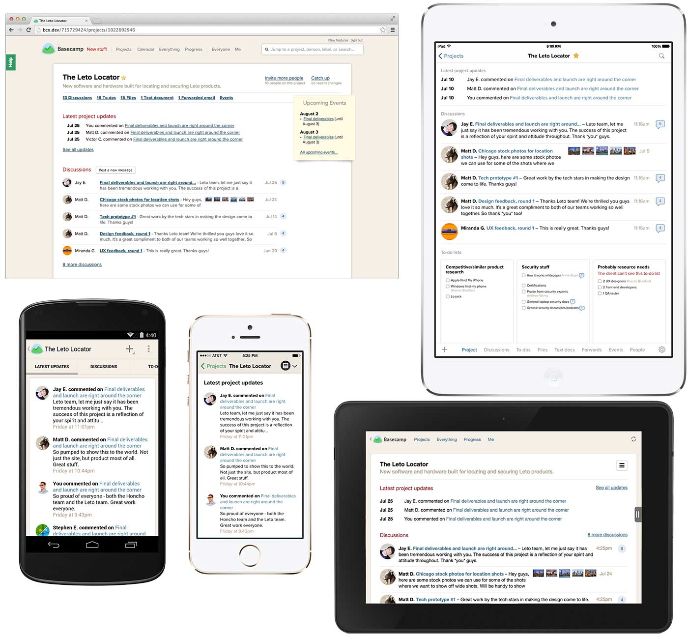 Screenshots of Projects on desktop, iPad, Kindle, Android, and iPhone