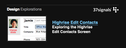 Design Explorations: Highrise Edit Contacts