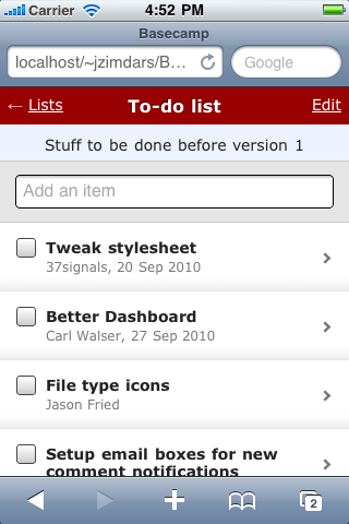 First look at Basecamp Mobile