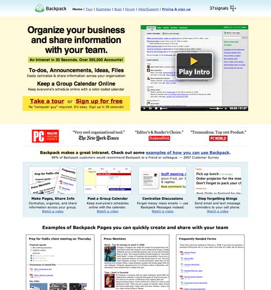 Old Backpack home page